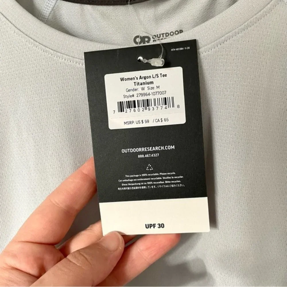 Outdoor Research Women's Argon L/S Tee Titanium NWT - Picture 7 of 8